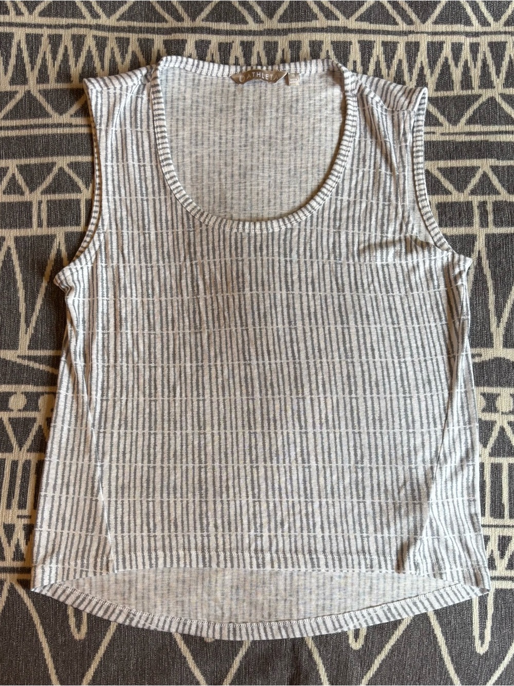 Athleta Light Gray Striped Scoop Neck Tank